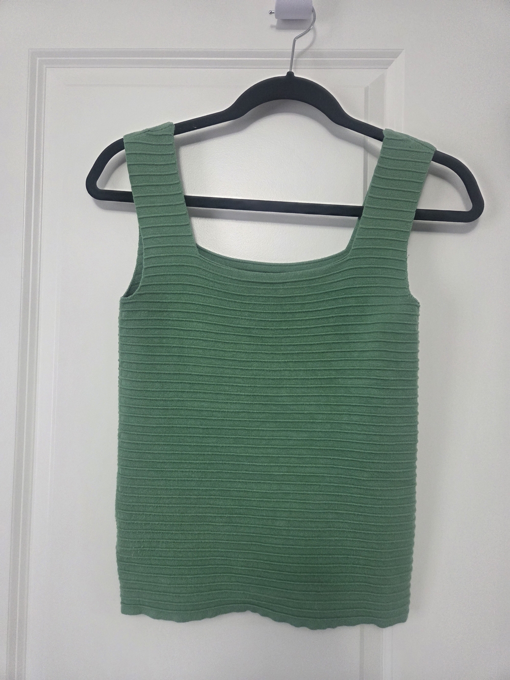 Square Neck Ribbed Tank Top in Mint - Picture 3 of 7